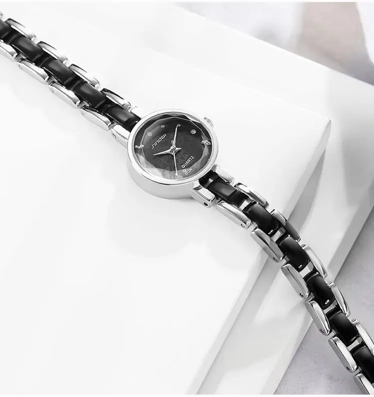 SINOBI Новые женские часы с цветочным принтом женские часы с бриллиантами черный маленький циферблат браслет элегантные японские кварцевые часы женский подарок