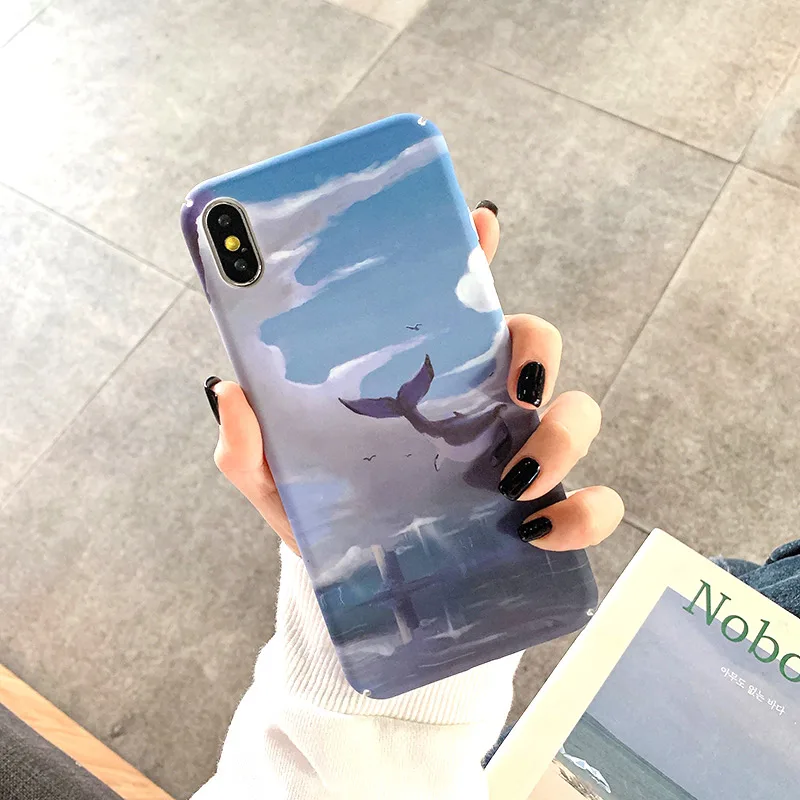 Жесткие Матовые чехлы для телефонов с милым дельфином для iphone 11Pro Xs MAX XR X 6 6s 7 8 plus 11 Pro карамельный матовый чехол из поликарбоната - Цвет: 1