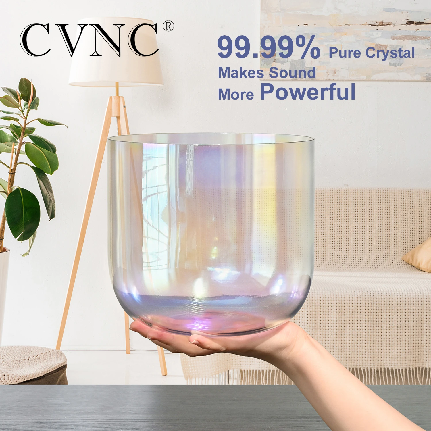 

CVNC Crystal Singing Bowl Quartz Clear Grey 7 дюймов с космическим светом для музыкальной терапии Yoga Sound Healing с бесплатным молотком