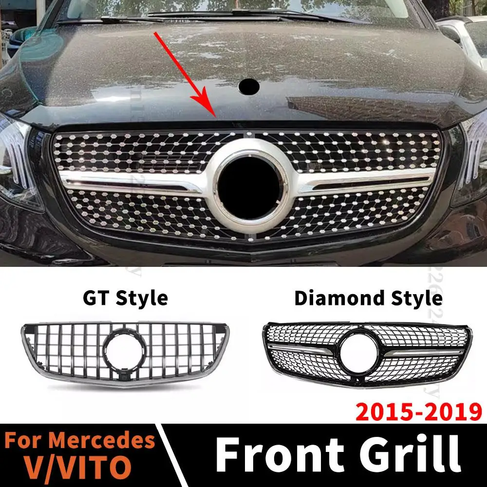 

Front Grille Racing Grill Sport Accessories Facelift Diamond GT For Mercedes Benz V Class Vito W447 2015 2016 2017 2018 2019