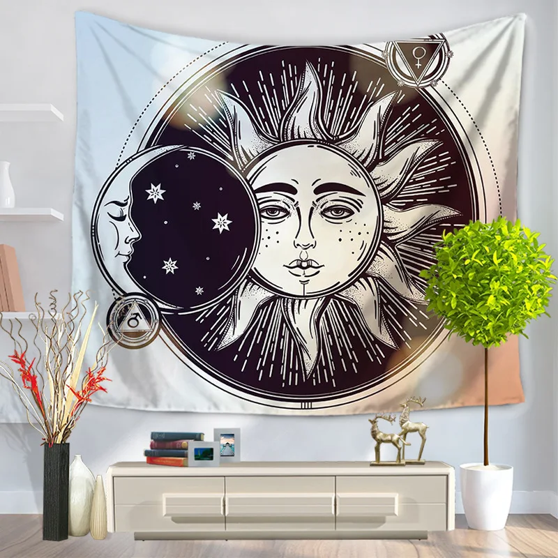 

boho Folk-custom Wall tapestry Printed Background cloth wall carpet hanging Home Decor Beach mat witchcraft supplies 75*90cm 009