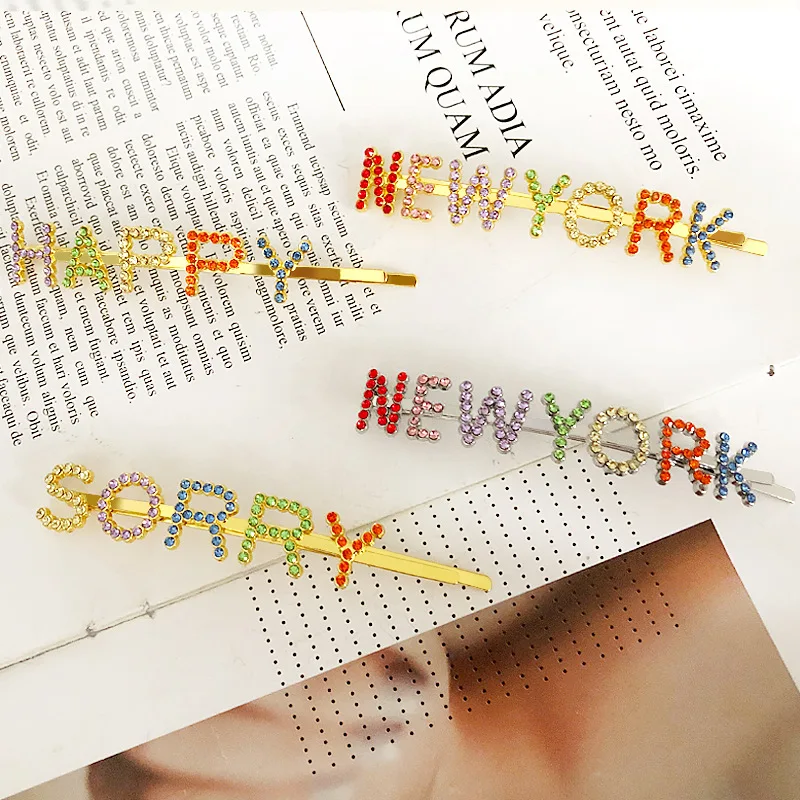 1 шт., заколки для волос HAPPY/NEWYORK/SORRY с буквами, BB заколки для волос, металлические заколки, головные уборы, инструменты для укладки волос, аксессуары для женщин, девочек