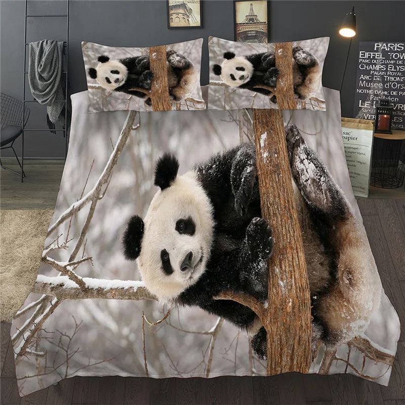 

Panda Bedding Set Animal Duvet Quilt Cover Set with Pillowcases Twin Full Queen King Single Double Size Bedclothes For Child Kid