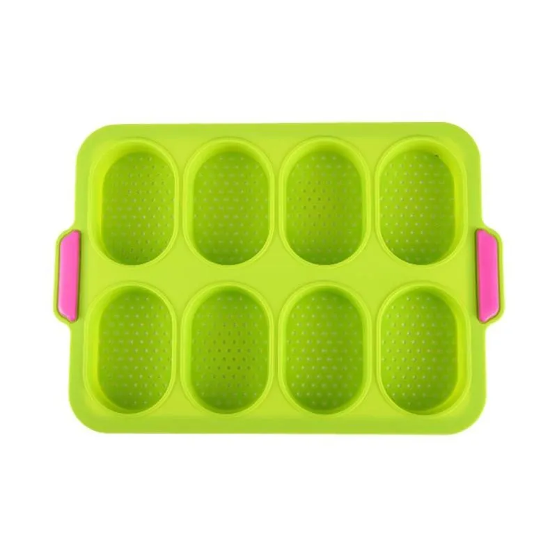 New 8 Grids Baguette Loaf Baking Pan Bakery Tools Silicone Non-stick Bread Baking Mold Fench Bread Forms Tray Baking Tray