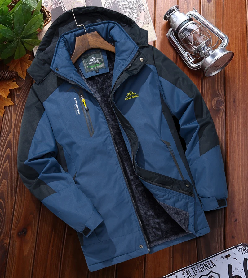 Новая зимняя куртка мужская Толстая теплая парка пальто повседневная флисовая меховая с капюшоном ветрозащитная Водонепроницаемая горные куртки мужские размеры L~ 5XL