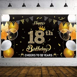 Bannière d'arrière plan joyeux anniversaire 18 ans, banderole d'arrière plan, fournitures de décoration de fête, accessoires de stand Photo intérieur et extérieur 