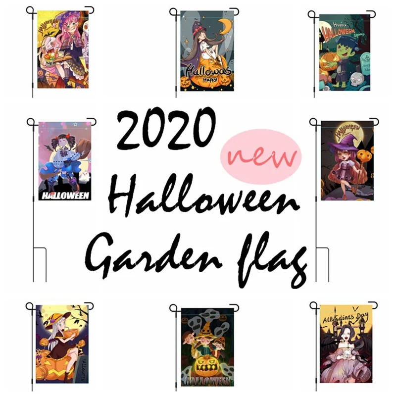 

Cartoon Pumpkin Halloween Garden Flags Double Sided Outdoor Holidays Decorative Lawn Yard Flags decorations Hot Sale Top