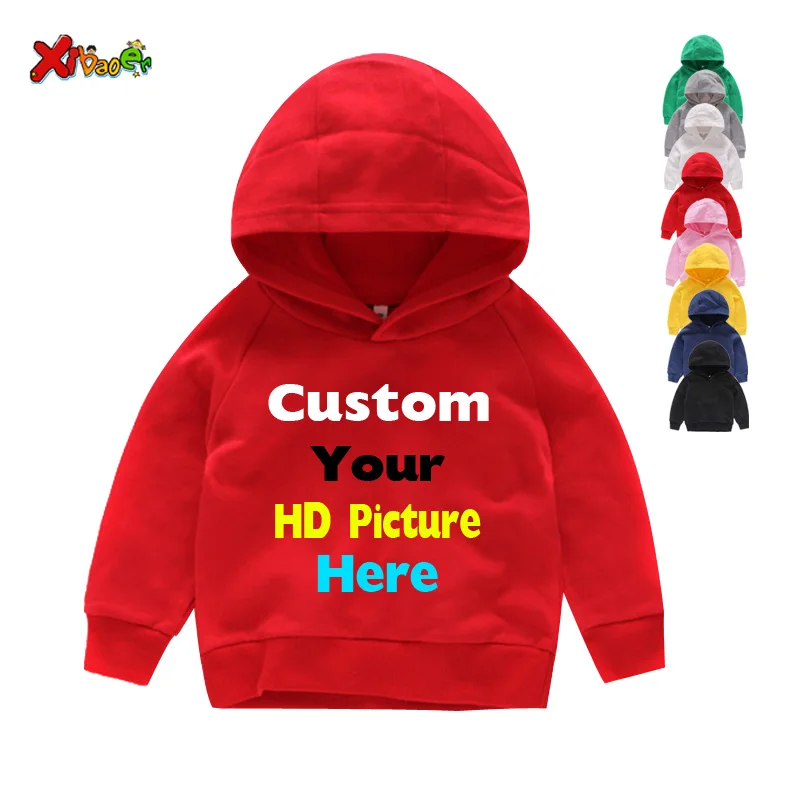 Your Own Design Custom Hoodies Children's Sweatshirts Red Cotton 2T-8T Boys Girls 3 4 5 6 7 8 Years | Мать и ребенок