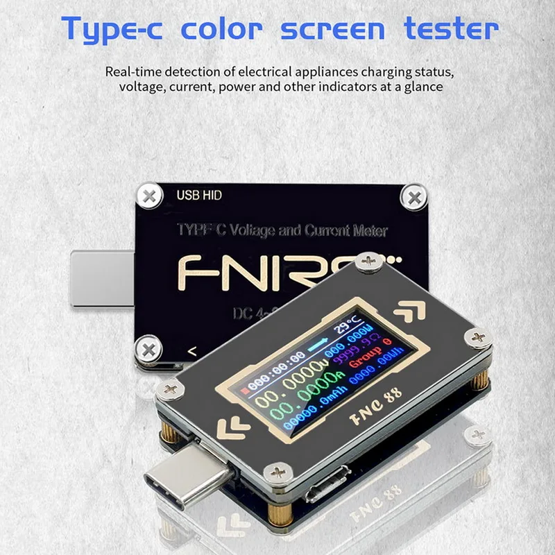 FNC88 Type-C PD триггер тестер аккумулятора Стандартный Вольтметр Амперметр