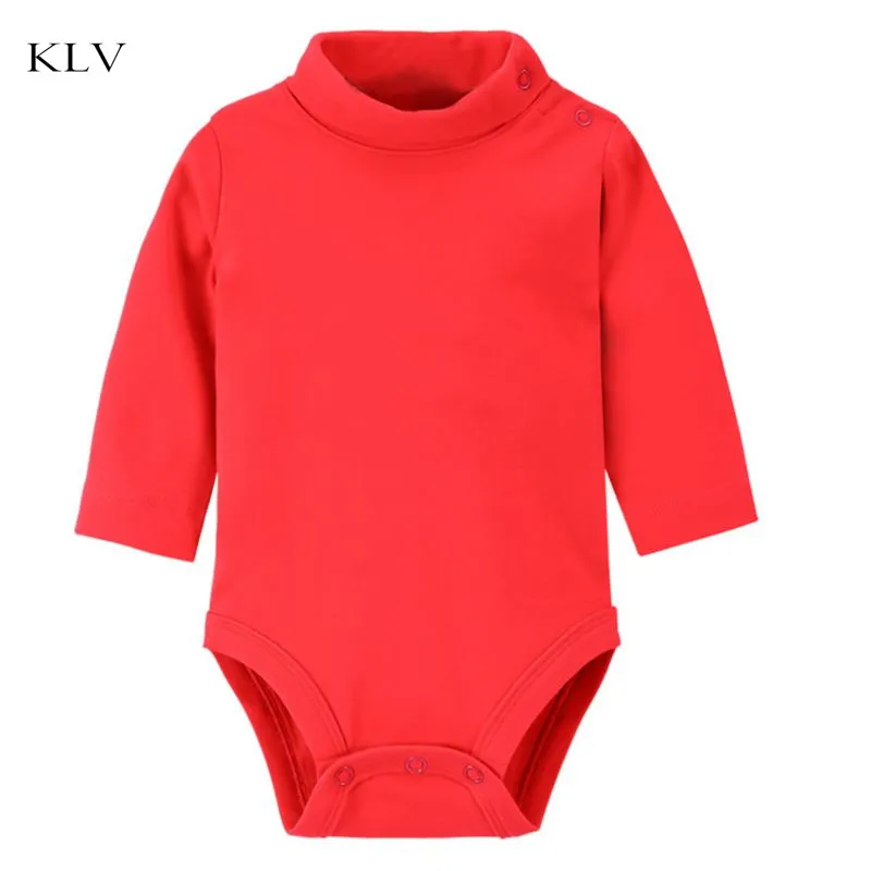 Водолазка для новорожденных; одежда для тела; хлопковый однотонный комбинезон с длинными рукавами и открытыми плечами; Новинка - Цвет: Красный