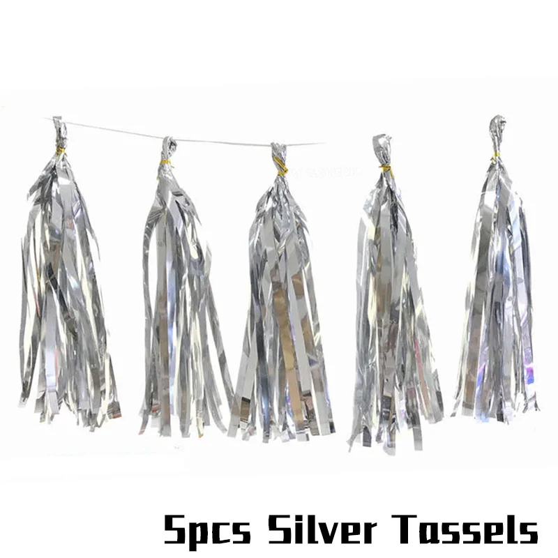 5pcs paper tassel 1 комплект с новогодними воздушными шарами, набор, новогодние вечерние украшения, воздушный шар, розовое золото, баллон, Рождество, Год, фотобудка - Цвет: 5pcs paper tassel