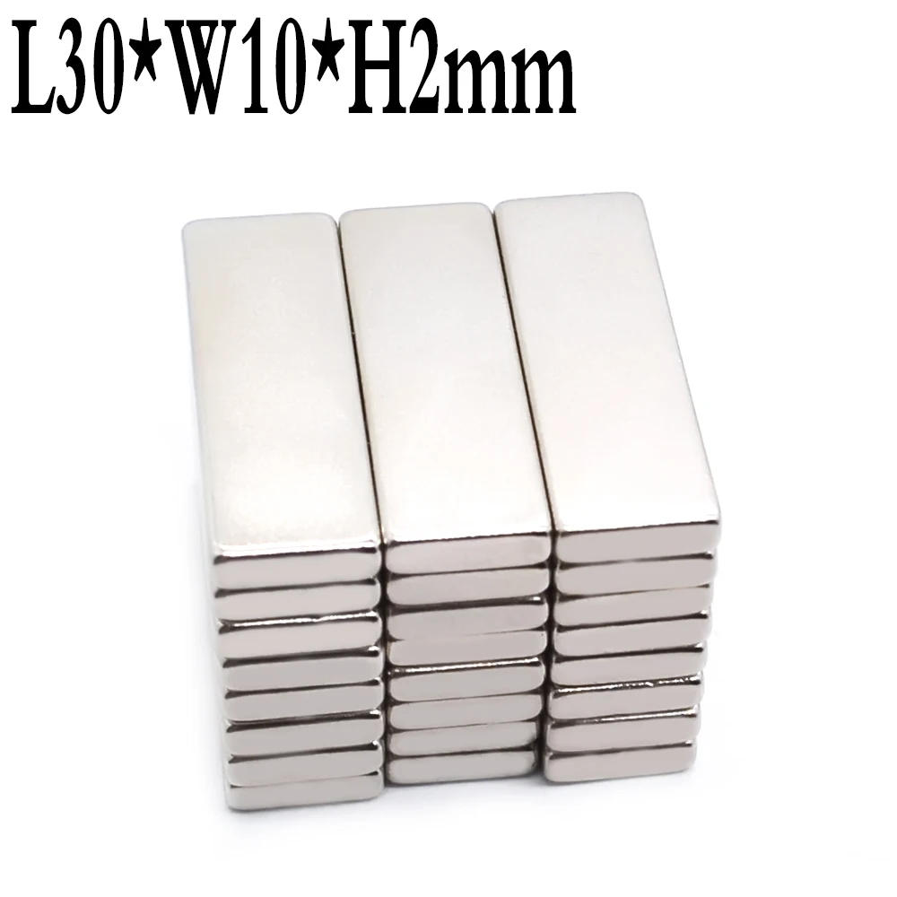 

500 pcs 30 mm x 10 mm x 2 mm very strong block neodymium rare earth magnet 30 * 10 * 2 nickel 30x10x2 New art creation compound