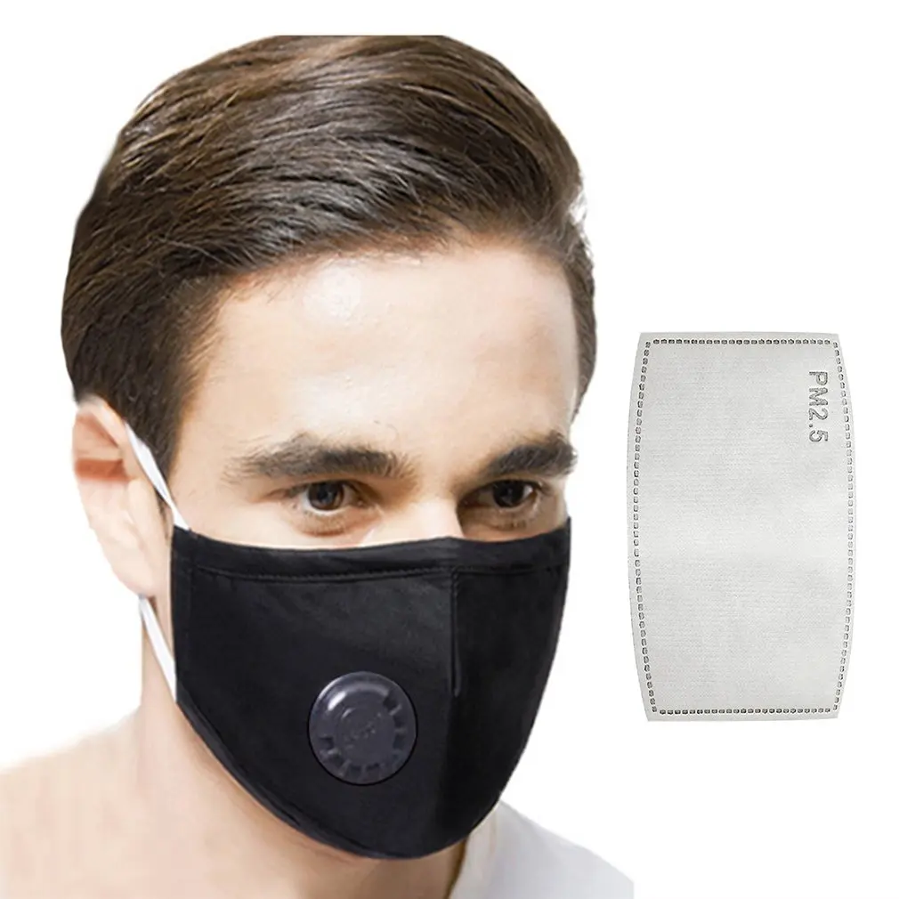 

1PC PM2.5 Cotton Respirator Breathable Valve Mask Insertable Filter High Efficiency Filtration Breathable Send One Filter
