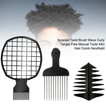 

3pcs/set Studio Salon Quick Molding Handheld Styling Twist Brush Manual Tools Home Afro Hair Comb Travel Durable Wave Curly