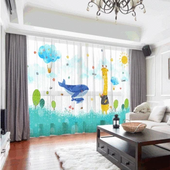 

Chiffon Window Curtains Cartoon Tulle Curtains for Children Room Drape Panel Sheer Net Window Curtain for Kids Living Room