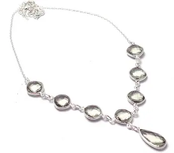 

Genuine Green Amethyst Necklace 925 Sterling Silver, 44.5 cm, MHBNE0166