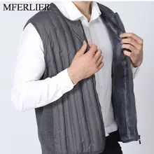 Осень зима майка 8XL 7XL 6XL 5XL Бюст 150 см плюс размер флис теплая майка мужская