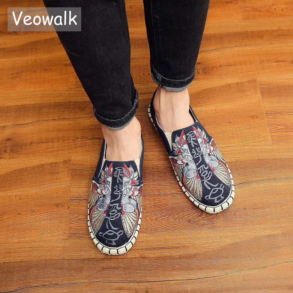Veowalk мужские холщовые эспадрильи ручной работы лоферы в японском стиле удобные