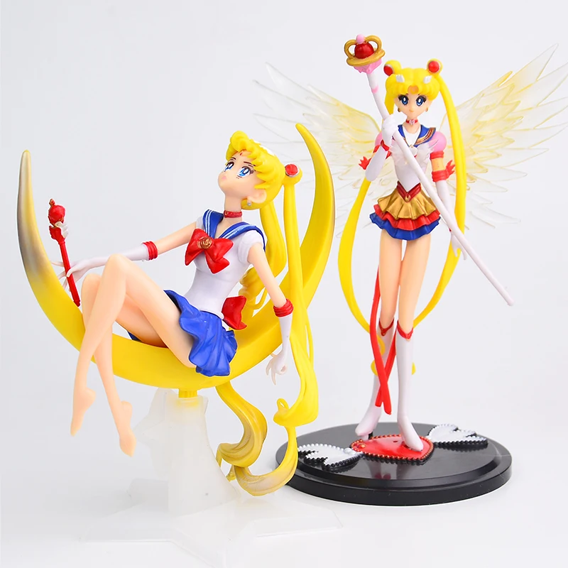 

Cartoon Anime Sailor Moon Tsukino Action Figure Wings Toy Doll Cake Decoration Collection Model Girls Gift Toy for Children