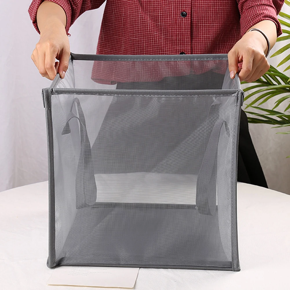 Dirty Clothes Large Capacity Laundry Basket Toys Storage Household With Handle Strap Practical Mesh Bathroom Foldable Hamper