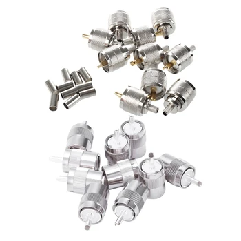 

10 Pcs Connector UHF Male Pl259 Plug Crimp & 10Pcs Connector UHF Male PL259 Plug Solder Straight