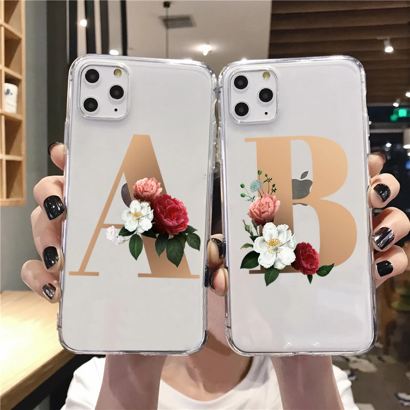 

Custom Case For iPhone 11Pro MAX XS XR Letter Flowers Soft TPU Case For iphone X 6 6S 7 8 Plus high quality print Phone Cover