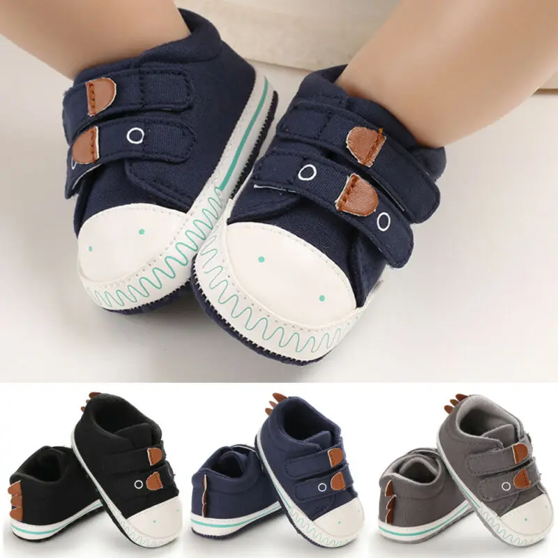 

Newborn baby boy soft bottom crib canvas shoes Fashion cute solid color Velcro non-slip breathable sports toddler shoes 0-18M
