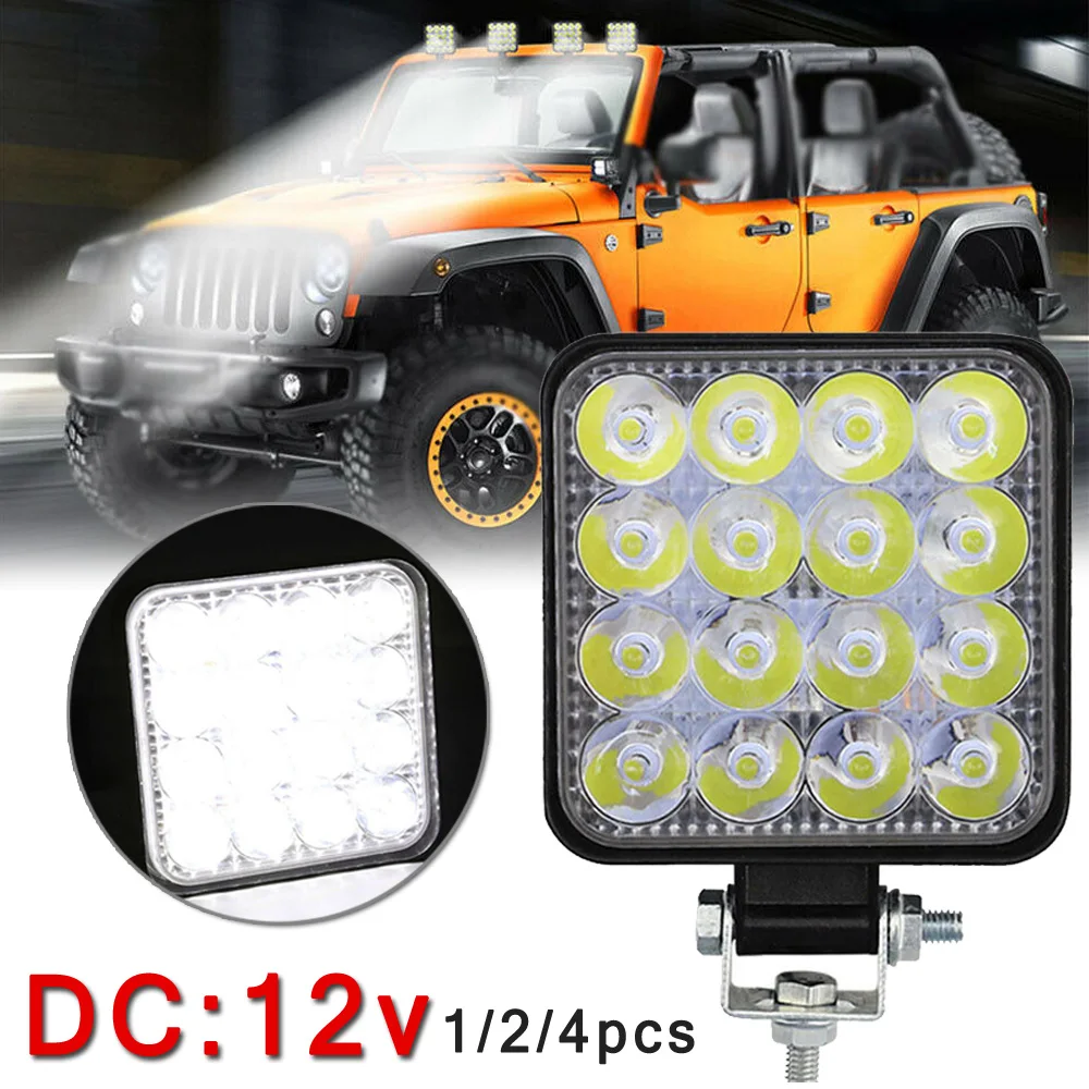 DC12V Водонепроницаемый 6000K 48 Вт 16LED потолочные светильник работы туман светильник набор противоударный внедорожных транспортных средств экскаватор колесный погрузчик лампа