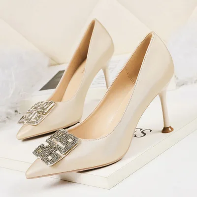 

pointed shallow mouth high heels nightclub was thin rhinestone women's shoes stiletto banquet women's shoes