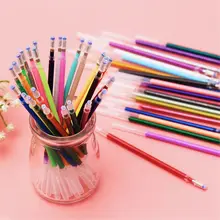 12 шт цветная Заправка для гелевой ручки, блестящая металлическая Акварельная флуоресцентная чернильная ручка, сменные фирменные стержни, школьные канцелярские принадлежности