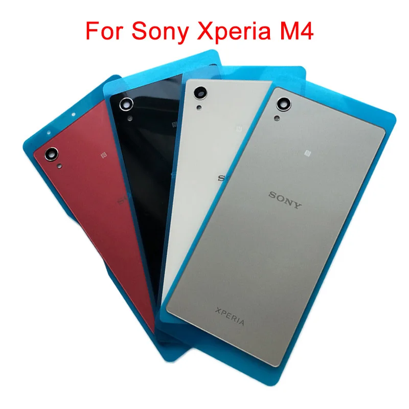 

5" Back Battery Cover For Sony Xperia M4 Aqua E2303 E2333 E2353 Rear Door Back Cover Housing Case Replacement with Logo Adhesive