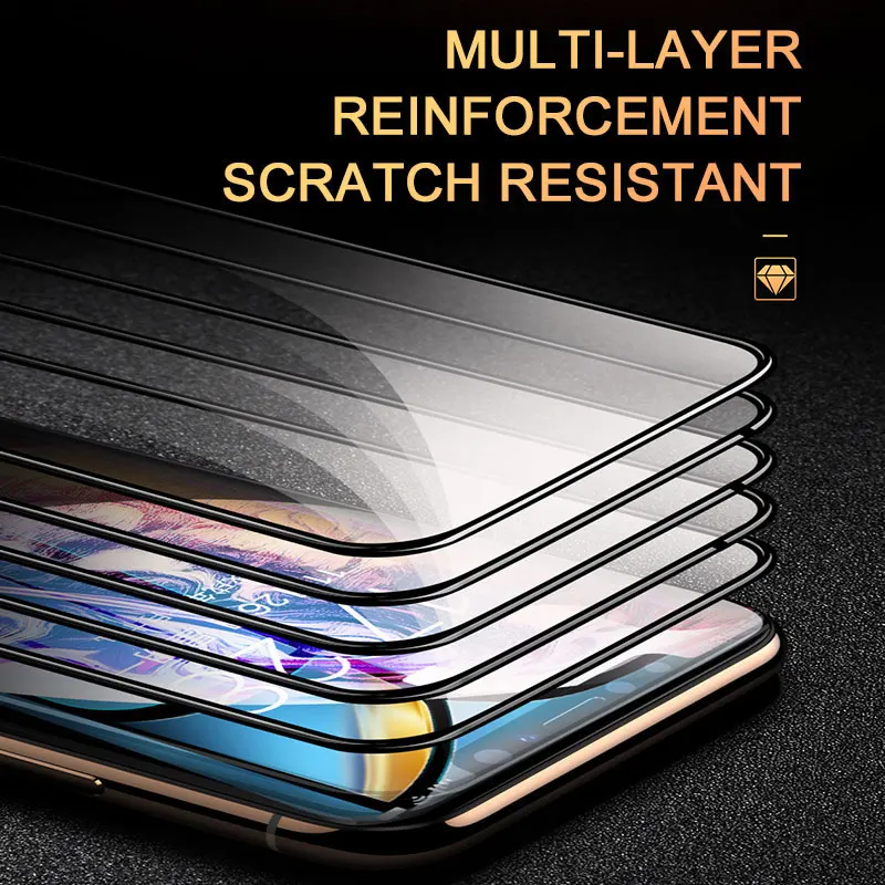 2/4PCS 9D Screen Protector Full Cover Tempered Glass for IPhone 13 12 11 Pro Max Mini X XR XS Max 78 plus Multi-layer Reinforced