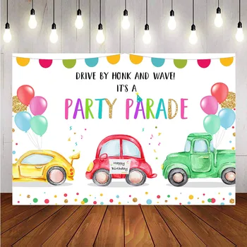 

Drive by birthday party parade honk photo background studio drive car backdrop for photography video balloons Quarantine custom