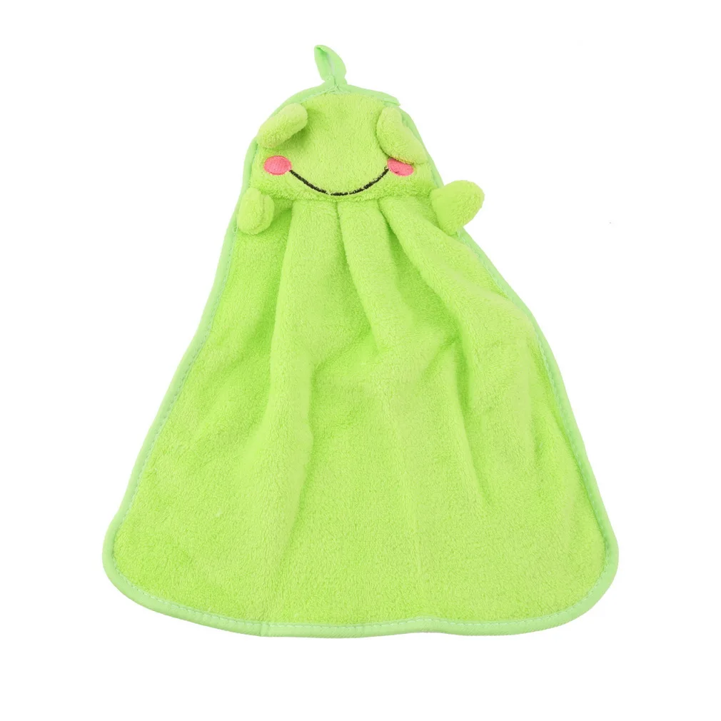 Green Frog Милое мультяшное полотенце для домашнего использования детское мягкое полотенце для рук плюшевая ткань мультяшное животное подвесное полотенце для купания s для детей - Цвет: Green Frog
