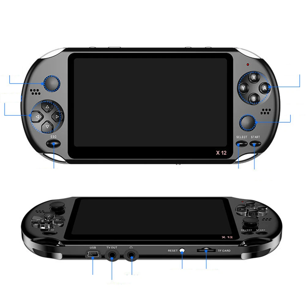 Портативная игровая консоль для детей 5,1 дюймов X12, игровая консоль 8 ГБ, ретро игровая и микро-консоль, подключи и играй, игровые консоли