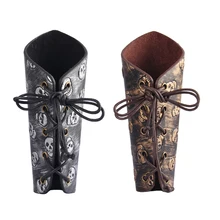 Наручники из искусственной кожи для стрельбы из лука фиксатор для руки Bracers средневековый армированный Готический Череп гаунтлет браслет