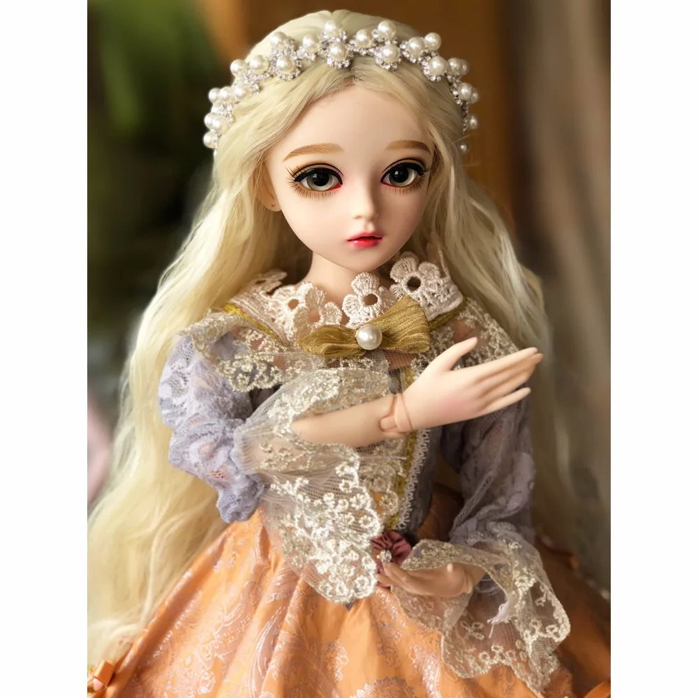 Light Glod Hair 1/3 BJD кукла 60 см элегантная девушка коричневые глаза с одеждой ручной работы игрушка Косметика сменный Eyesball Reborn Кукла Детская Xmans подарки - Цвет: Light Glod Hair