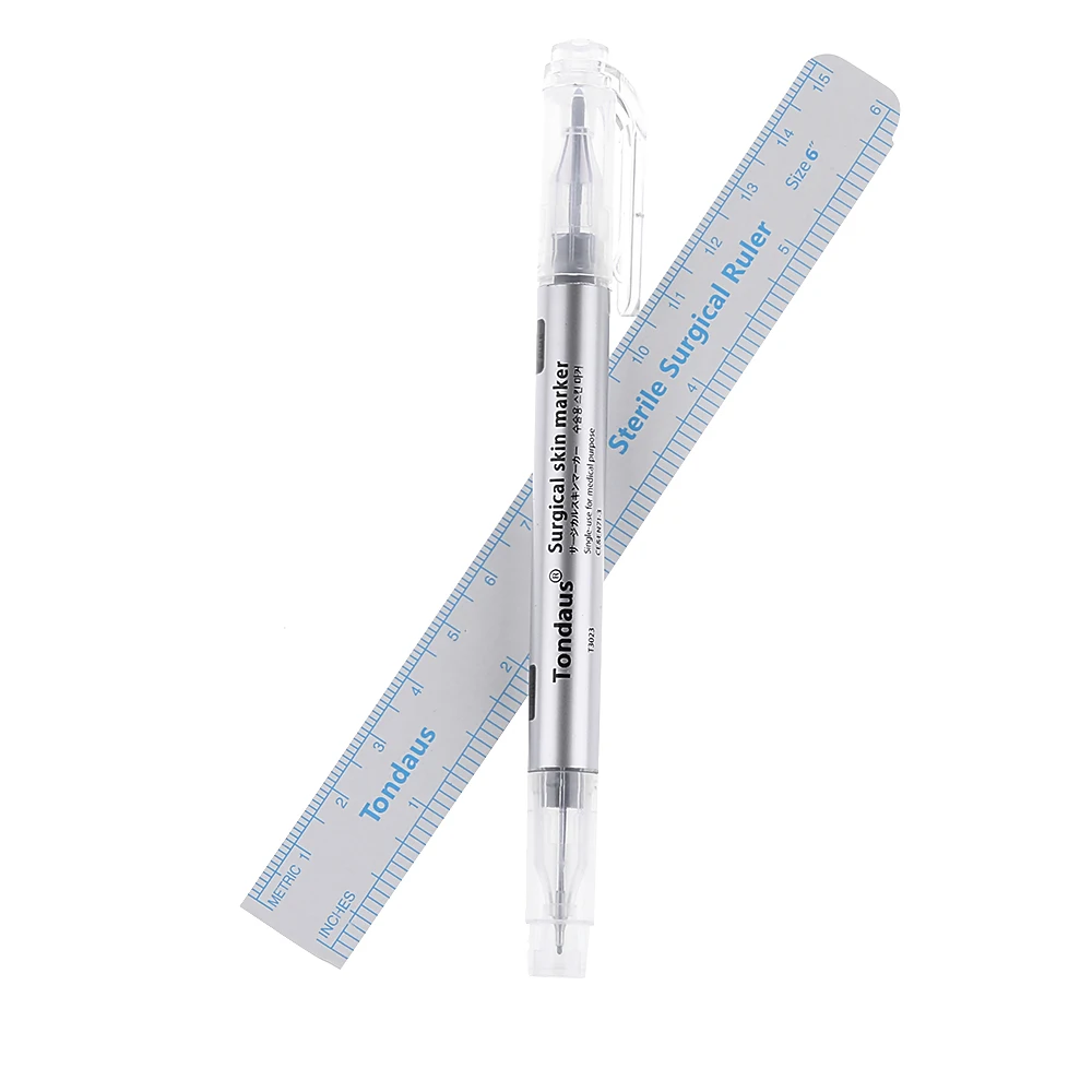 

2PCS Waterproof Microblading Tattoo Eyebrow Skin Marker Pen With Measure Ruler Lip Liner Stencils Makeup Tools Accessories