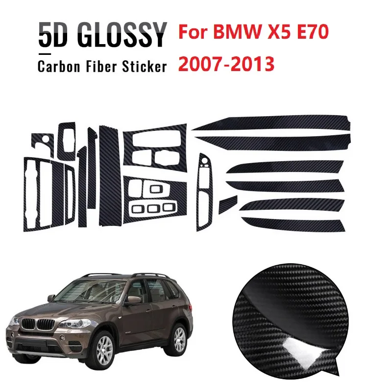 Left Hand Drive Fit For Bmw X5 E70 20072013 5d Glossy Carbon Fiber