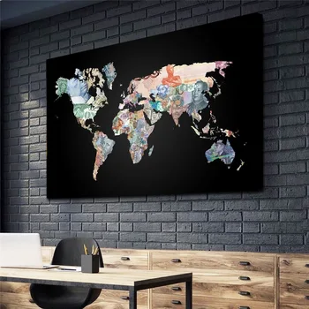 

Canvas Painting The Map Poster Money Tableau Decoration Mural Cuadros Para El Hogar картина на стену лофт Plakaty Na Sciane