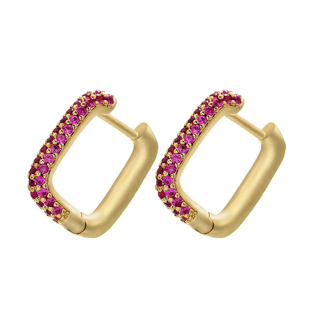 ZHUKOU NEW Hoop earrings gold/silver color small hoop earrings crystal women rainbow earrings Fashion jewelry wholesale VE144 gold rose red