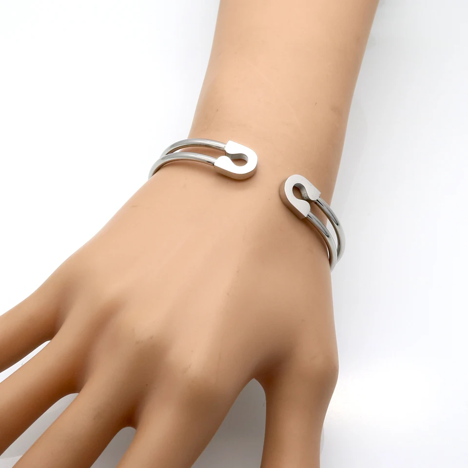 Delicate Fashion Classic Pin Bracelets & Bangles Jewelry Stainless Steel Pin Shape Bangles for Women Party Gift 6