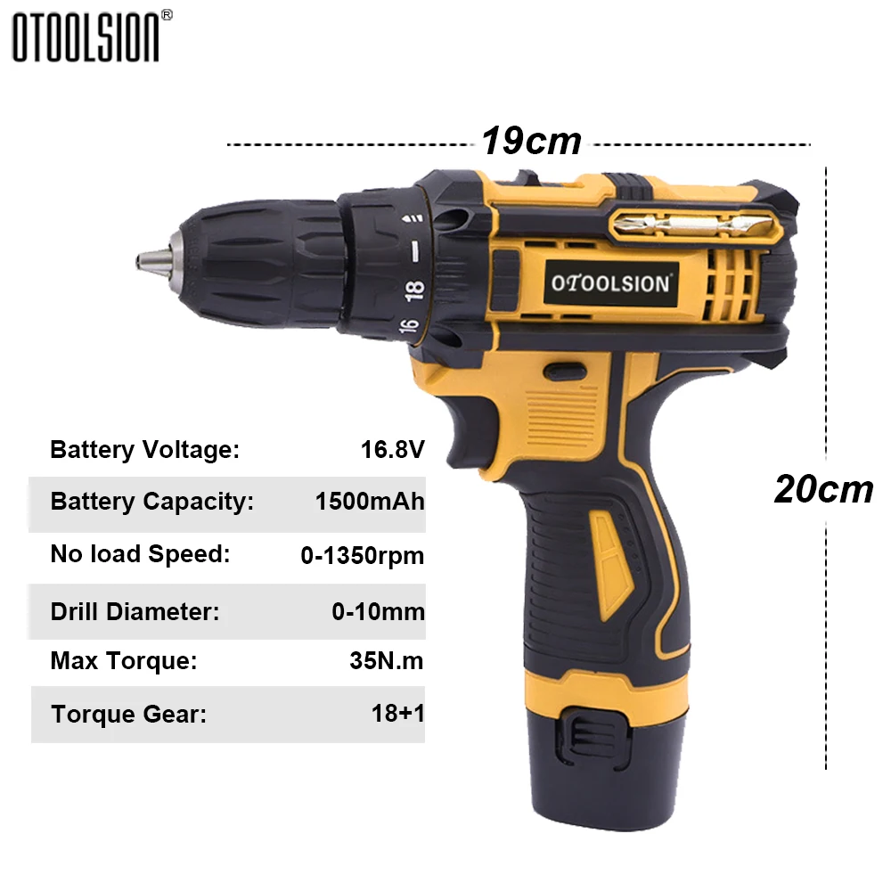 16.8V Cordless Screwdriver Variable Speed Electric Screwdriver Power Drill Electric Drill Driver Rechargeable Drill Accessories (1)
