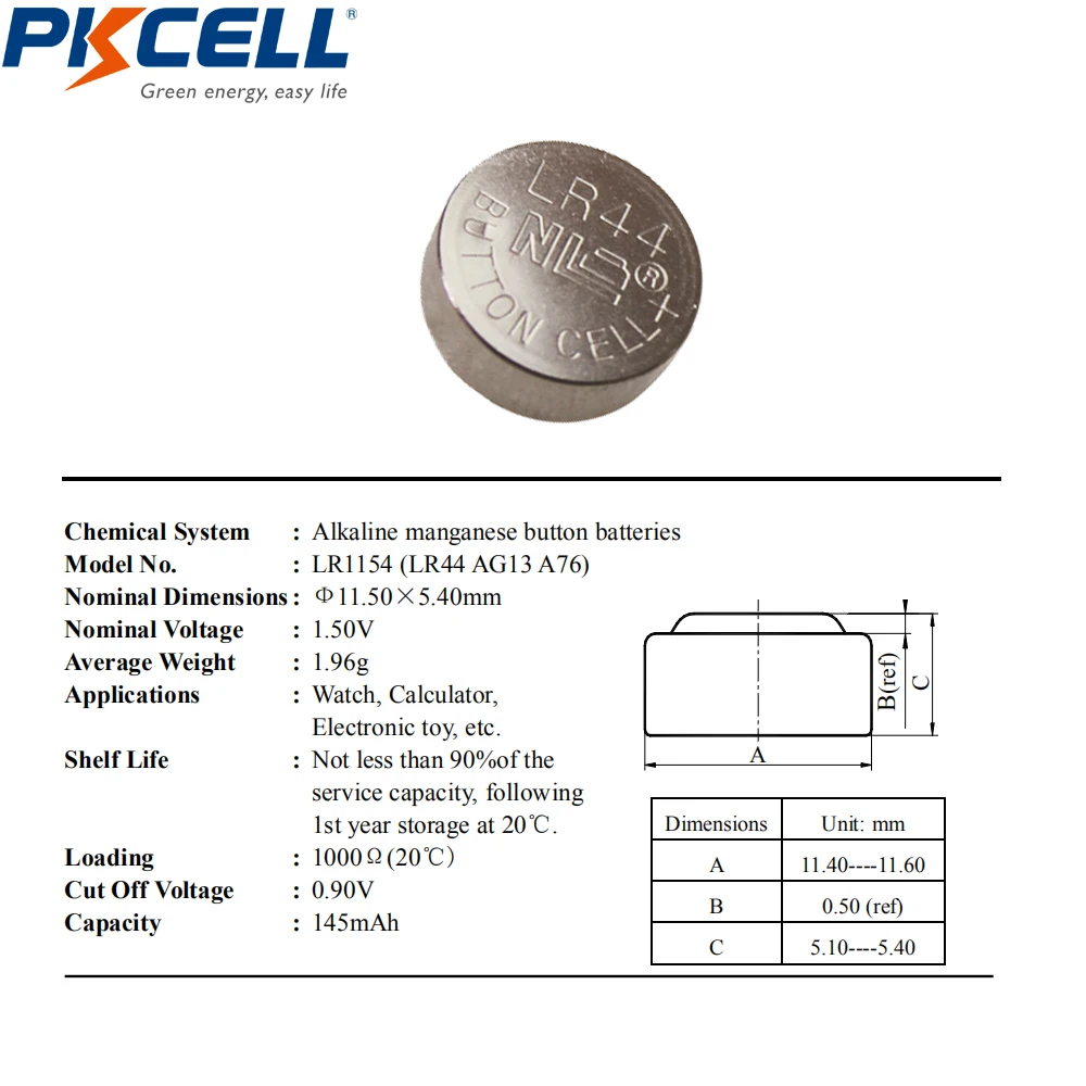 2PK/20 шт. PKCELL 1,5 V AG13 LR44 Батарея SR44 L1154 357 A76 аккумуляторы таблеточного типа