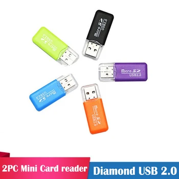 

2PCS New Portable Mini Diamond USB 2.0 Hi Speed Micro SD SDHC TF Card Reader Adapter Flash Drive Laptop Accessories Random Color