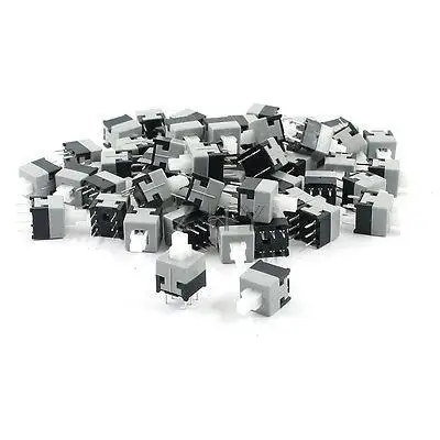 

55Pcs 6 Pin Square 8.5mmx8.5mm Self-Locking DPDT Mini Push Button Switch