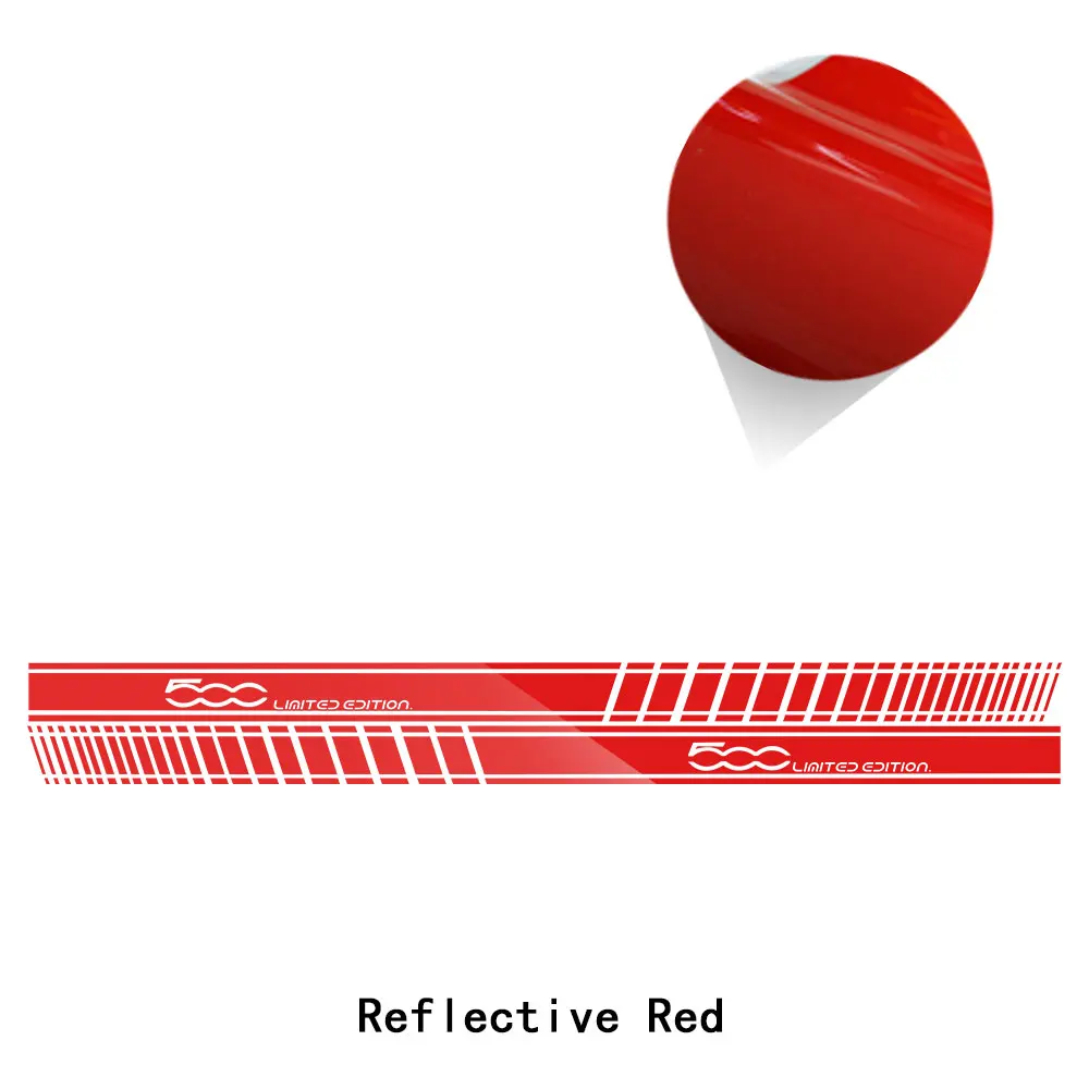 Автомобильный Стайлинг, наклейка на боковую юбку, ограниченная серия, украшение для тела, гоночная наклейка в полоску для Fiat 500 Bravo Doble Panda Ducato, аксессуары - Название цвета: reflective red