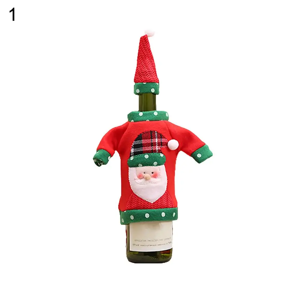 

Christmas Wine Bottle Cover Knitted Sweater Cap Xmas Party Dinner Table Decor
