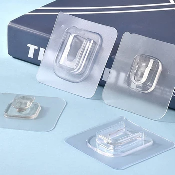 

Double-sided Adhesive Wall Hooks Wall Hooks Hanger Strong Transparent Suction Cup Sucker Wall Storage Holder For Kitchen Bathroo