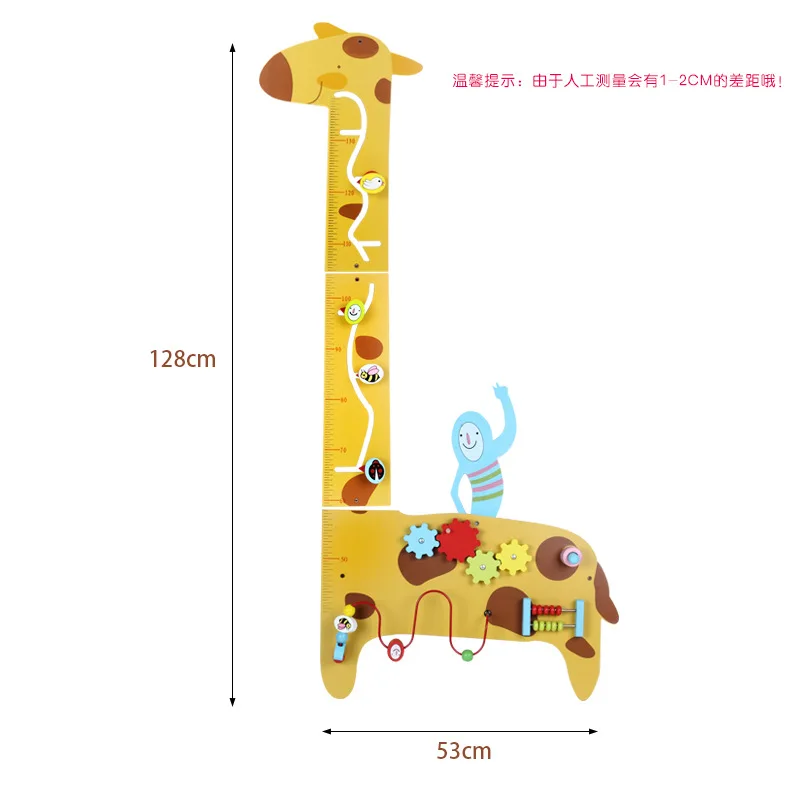 

Multi-functional Wooden Educational Wall Game Giraffe CHILDREN'S tong liang Height Bead-stringing Toy Maze Wood Toy
